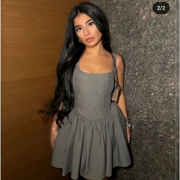 NWT ZARA Gray corset dress GATHERED CORSETRY-INSPIRED DRESS - Picture 14 of 16